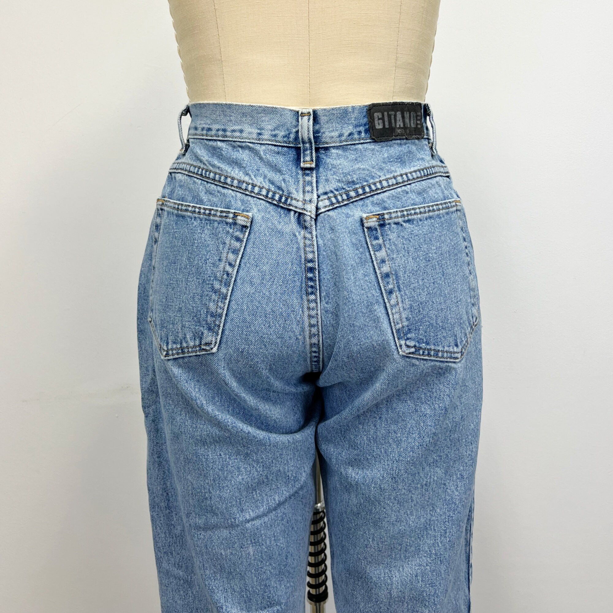Vintage High Waist Gitano Jeans | 80s Light Wash Denim | Tapered Leg | Size 10