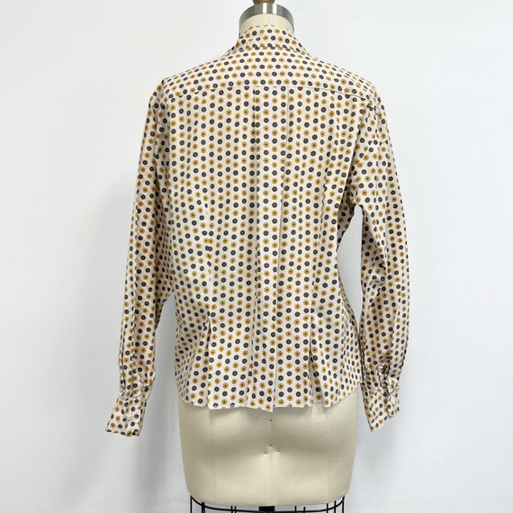 Vintage 40s Blouse | Collared Long Sleeve Cotton … - image 5