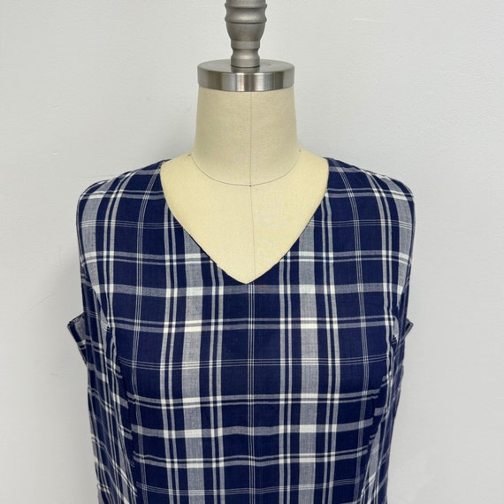 Vintage 60s Day Dress | Navy and White Plaid Sume… - image 2