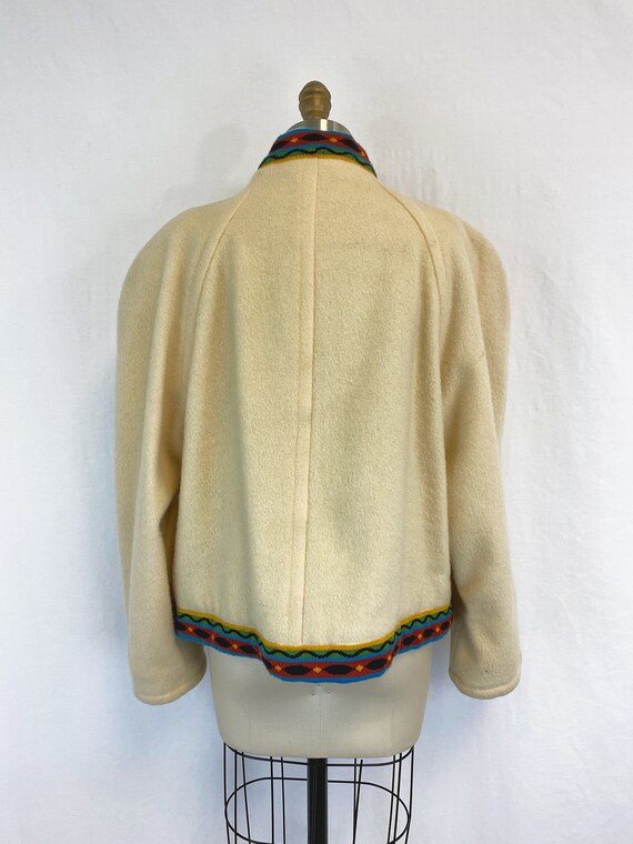 Vintage 80s Wool Jacket | Ecru Mondi Coat with Co… - image 7