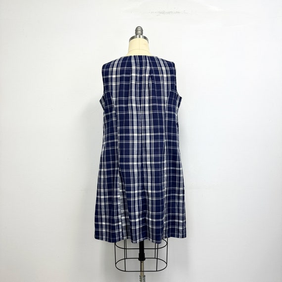 Vintage 60s Day Dress | Navy and White Plaid Sume… - image 4