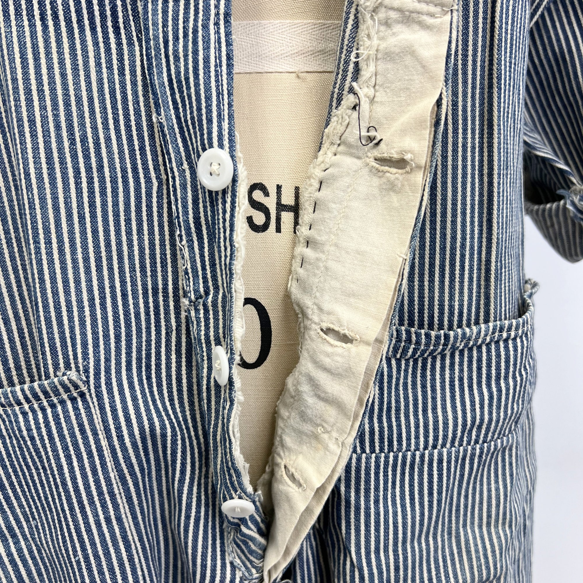 Antique Hickory Stripe Selvedge Denim Coveralls | 1910s