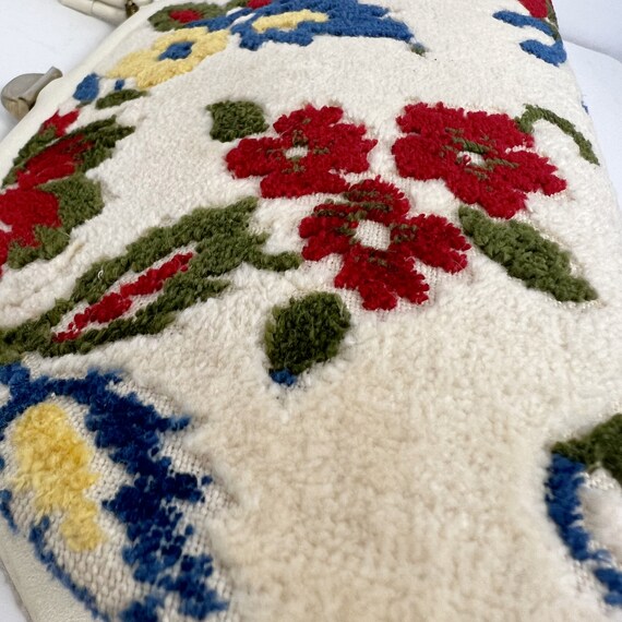 Vintage 1950s Carpet Handbag | Colorful Floral on… - image 4
