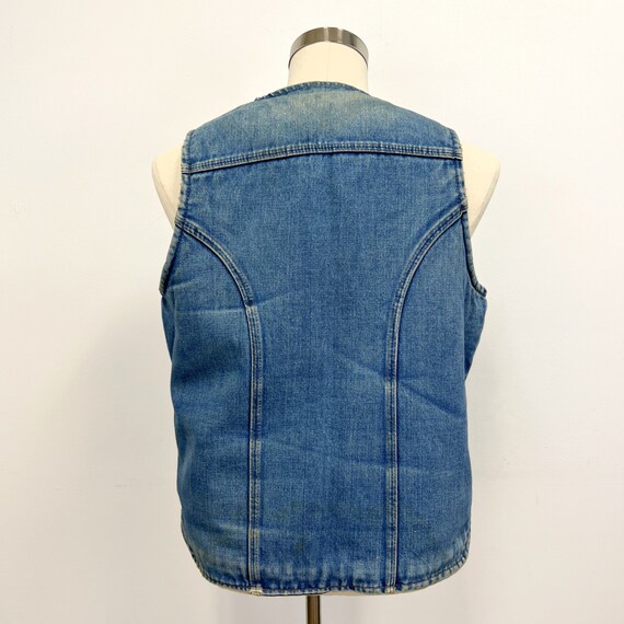 Vintage 70s Wrangler Sherpa Lined Denim Vest - Fa… - image 9