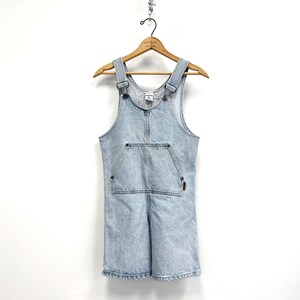 Vintage 90s Denim Short Overalls |  Kangaroo Pocket | Be Bop Clothing  Size XS/S