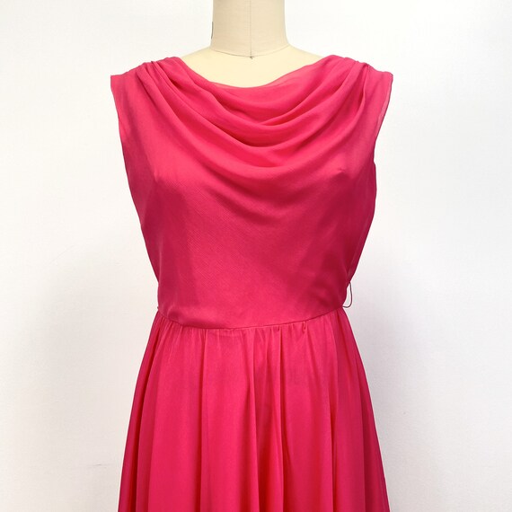 Vintage 1960s  Chiffon Dress NWT  | Drape Neck Sl… - image 4