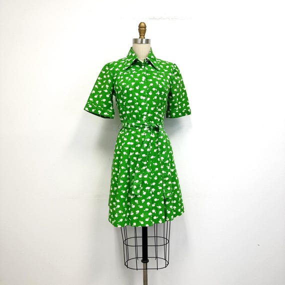 Vintage 70s Apple Print Mini Dress: Green Belted Shirt Dress (size Small to  Medium) - Etsy