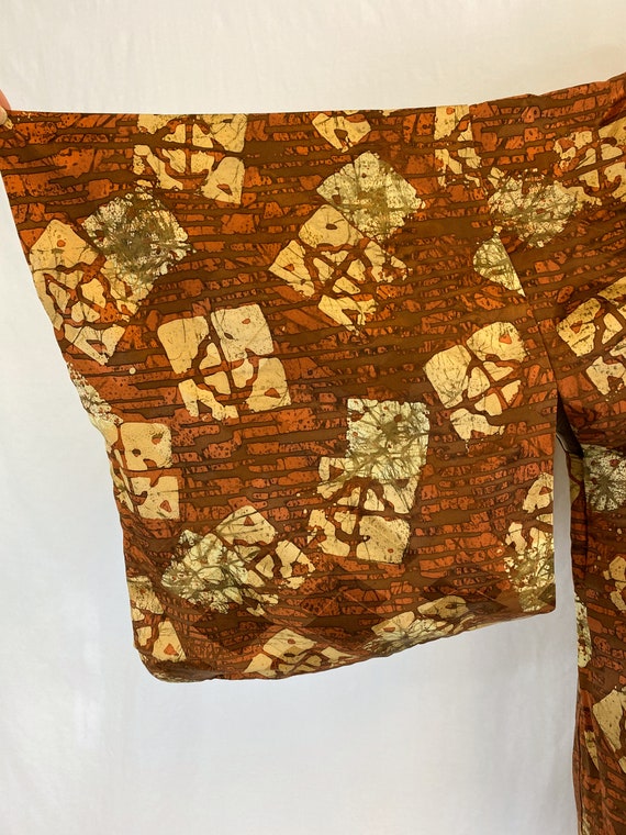 Vintage Short Kimono | Haori | Rich Brown Print |… - image 2
