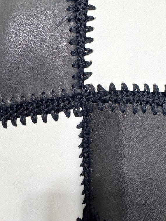 Vintage 80s Patchwork Leather Jacket | Black and … - image 5