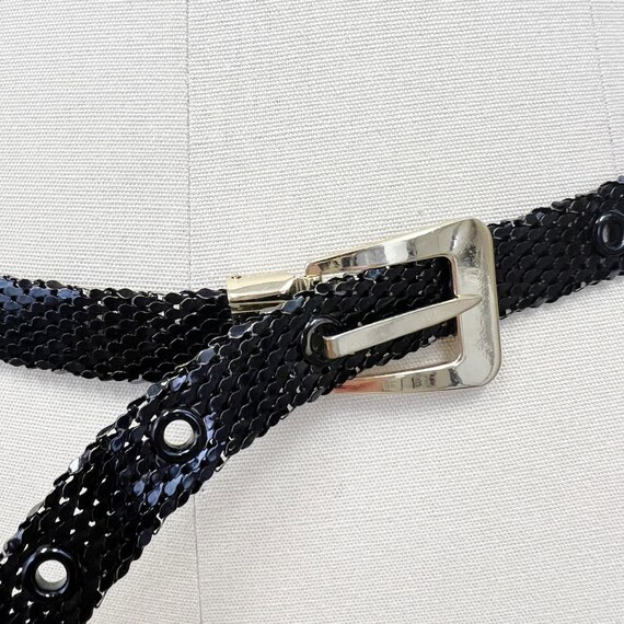 Vintage Whiting & Davis Black Chainmail Belt: Gold Buckle  display picture 1