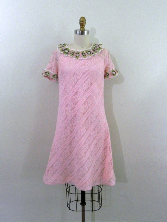 Vintage Pink Lace Dress  |  1960s Parisian Babydo… - image 2