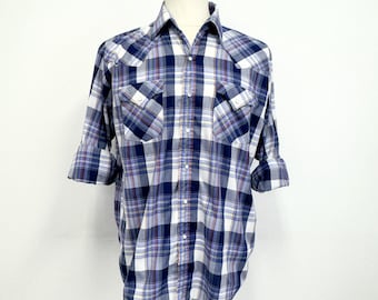 ELY CATTLEMAN Chemise western à manches longues à rayures pour homme, bleu marine