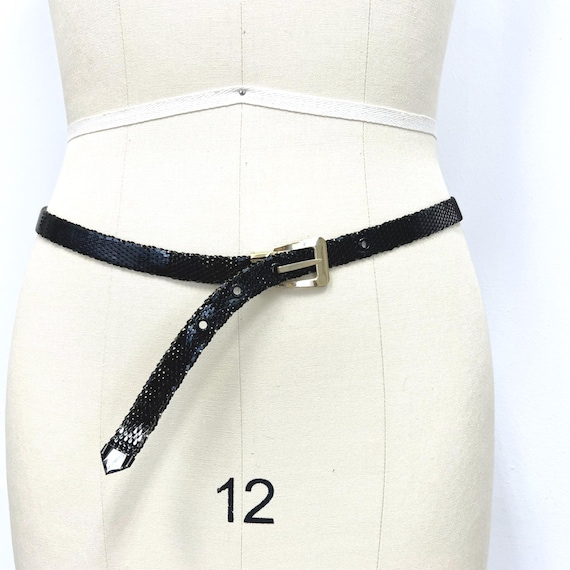 Vintage Whiting & Davis Black Chainmail Belt: Gold Buckle  display picture 3