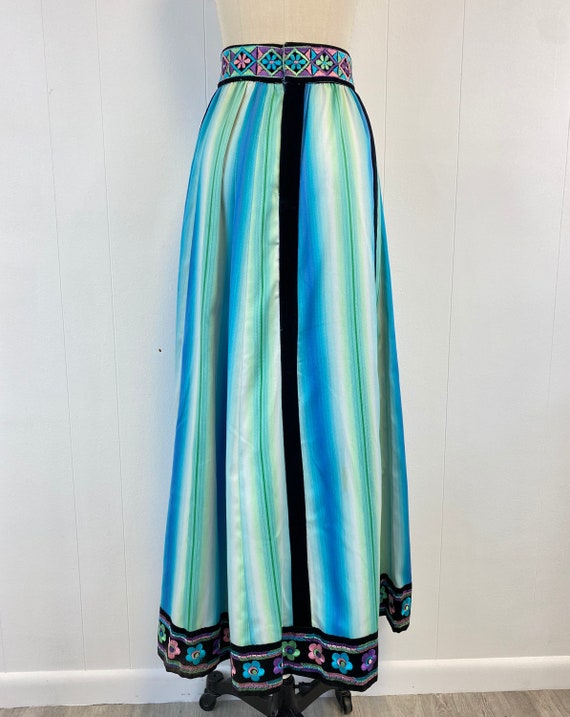 Vintage 70s Maxi Skirt | Vertical Hombre Stripe w… - image 9