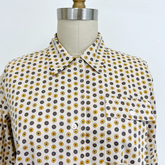 Vintage 40s Blouse | Collared Long Sleeve Cotton … - image 3