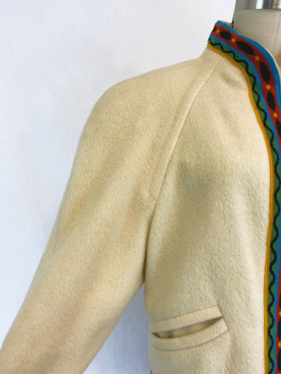 Vintage 80s Wool Jacket | Ecru Mondi Coat with Co… - image 6