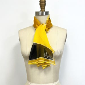Vintage Vera Scarf | 60s - 70s Op Art Silk Blend Scarf by Vera Neumann | Verasheer | Black and Yellow