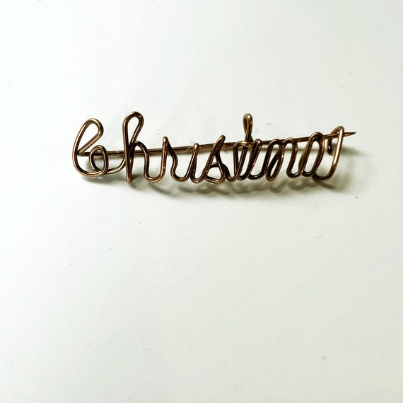 Vintage Goldtone Wire Name Pin | Christina Pin | … - image 5