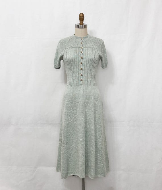 light green knit dress Green Ribbed Midi Dress