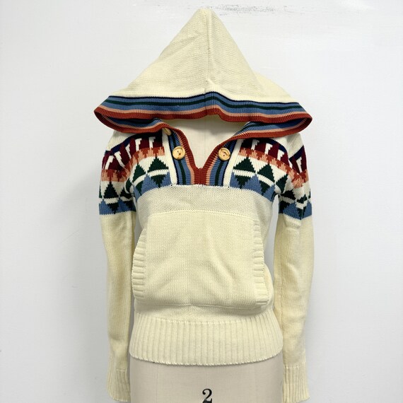 Vintage 70s Hooded Sweater with Kangaroo Pocket |… - image 6
