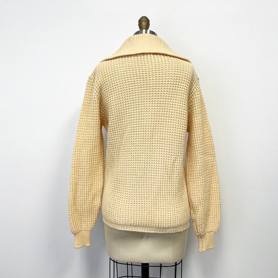 Vintage 60s Ecru Wool Cardigan Sweater | Collared… - image 7