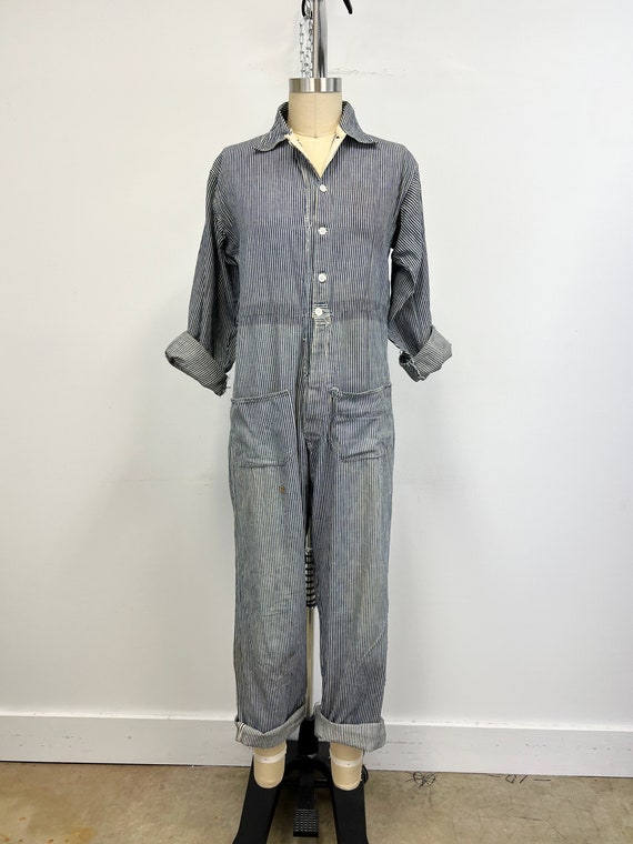 Antique Hickory Stripe Selvedge Denim Coveralls | 1910s