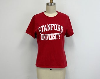 Camiseta vintage Champion de la Universidad de Stanford: roja y blanca, talla grande para jóvenes