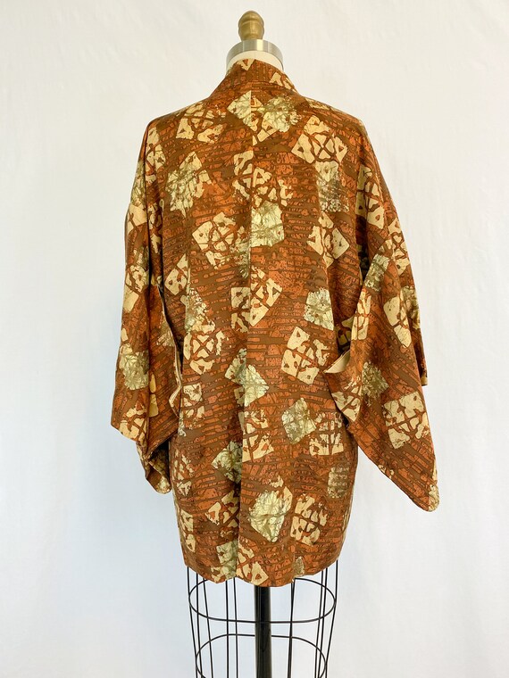 Vintage Short Kimono | Haori | Rich Brown Print |… - image 4