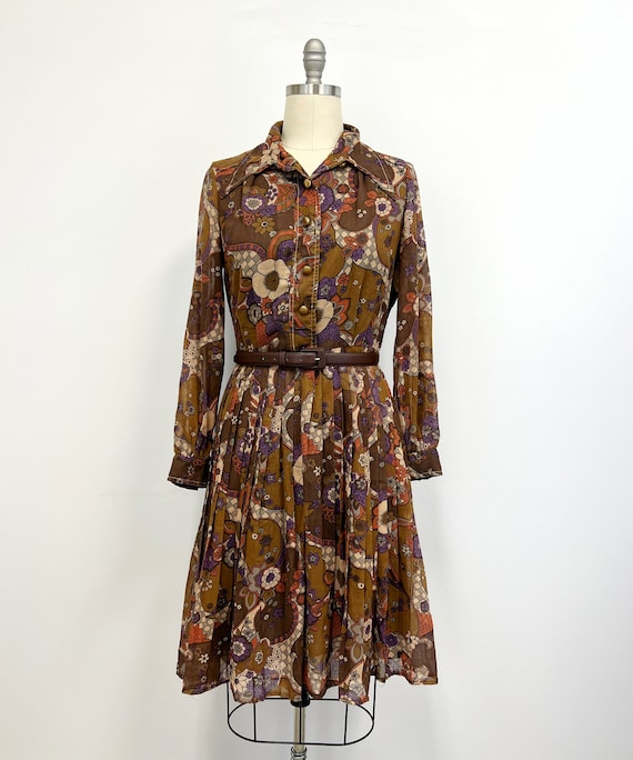 Vintage Floral Shirtwaist Dress | 1960s Pretaport… - image 1