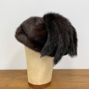 1950s Mink Fur Pillbox Hat with Tails - Irene of New York