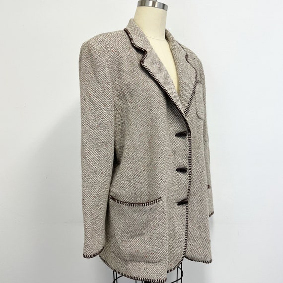 Vintage Womens  Boxy Wool Tweed Blazer With Blank… - image 8