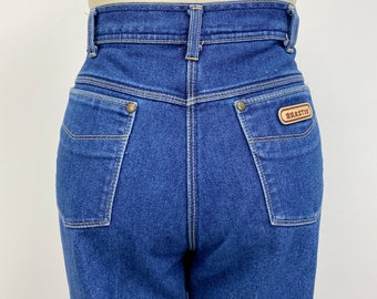 70s High Waisted Jeans | Braxton Womens Size 16 Medium Wash Blue Jeans | Tapered Leg