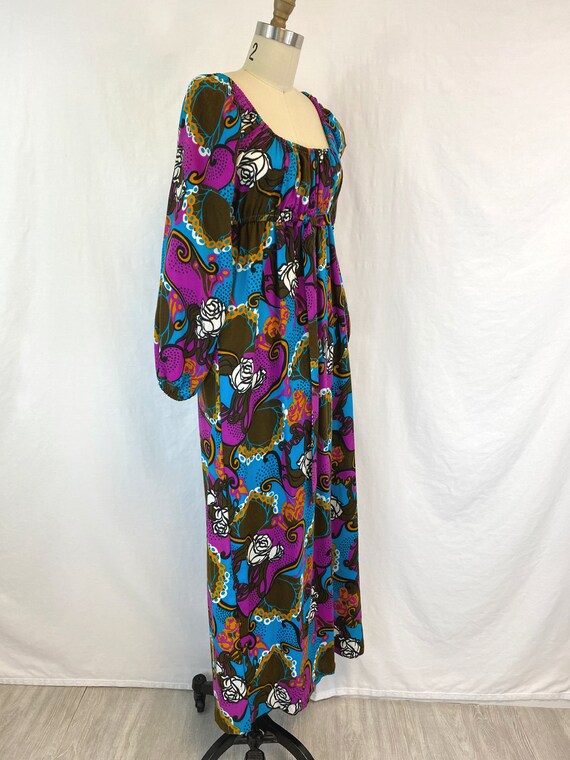 Vintage 1970s  Maxi Dress |  70s Empire Waist  Hi… - image 5