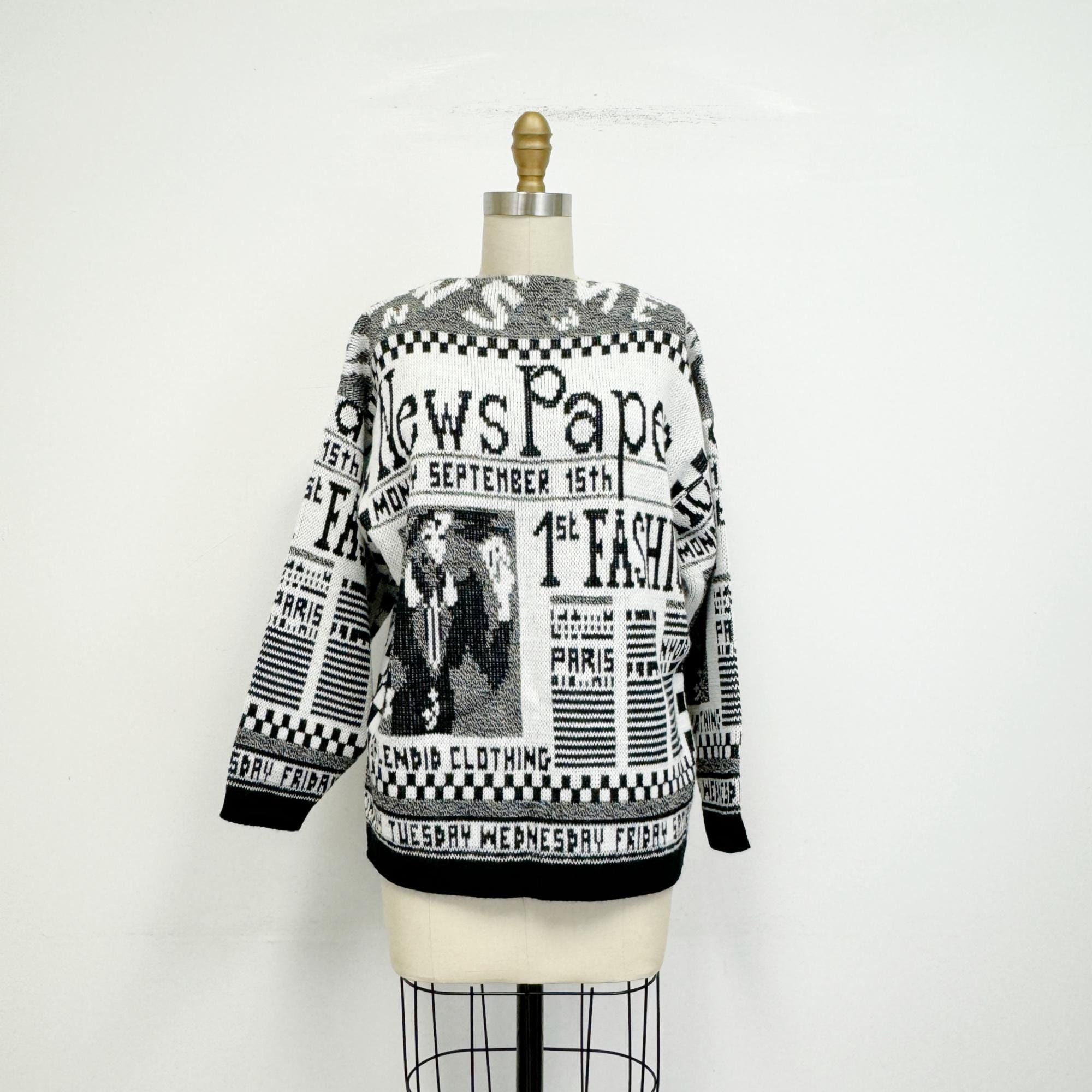 トップス y's archive destroy knit 80s Vtg 80s 90s Wool Sweater Mens L Retro Cosby Hip Hop