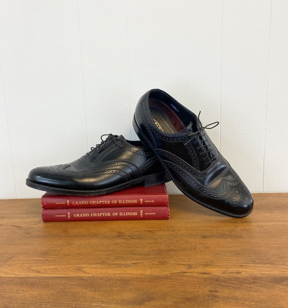 Men's Black Leather Wingtips Vintage 