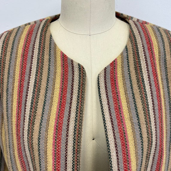 Vintage Striped  Jacket | Womens 1980s Collarless… - image 3