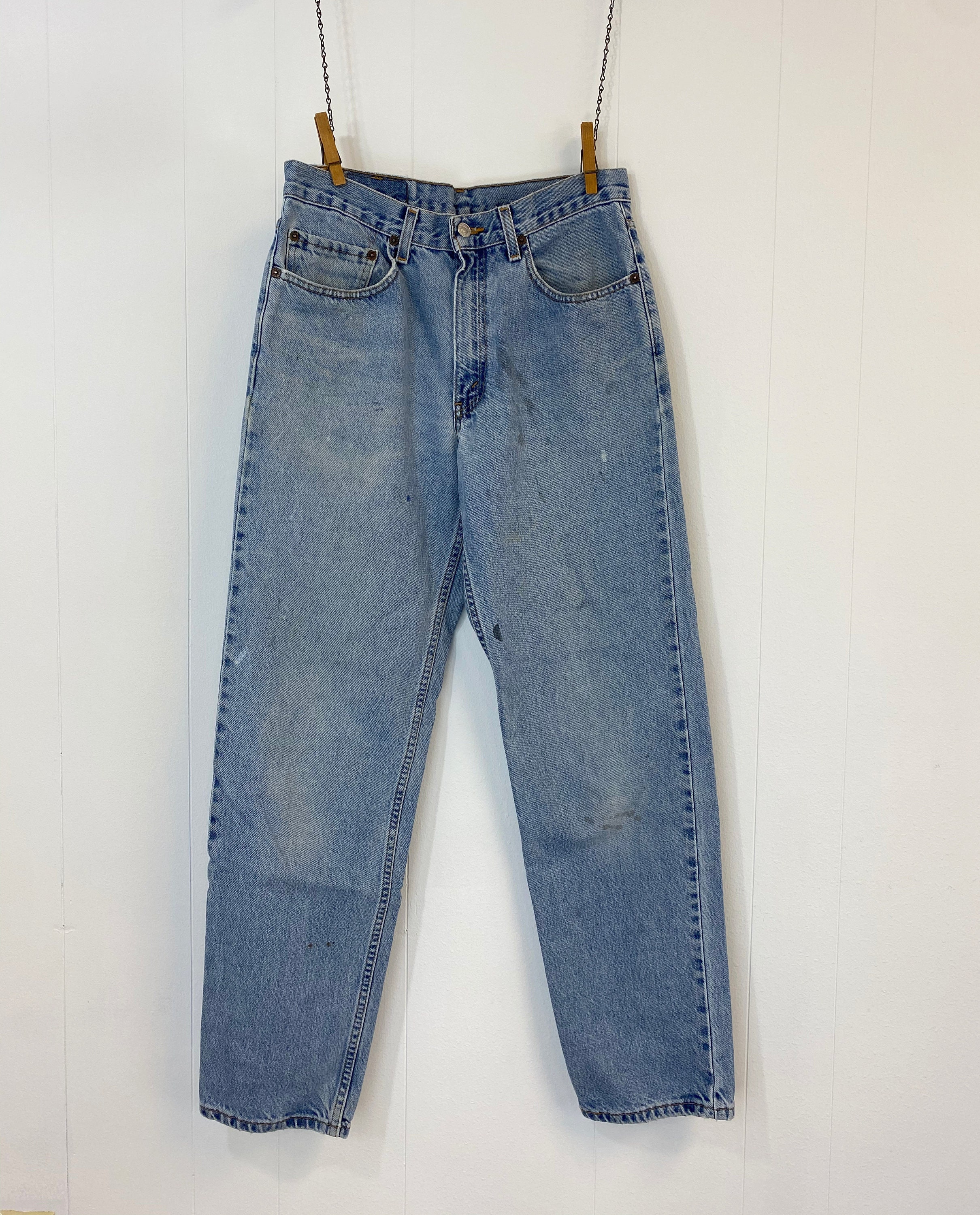 vintage Levis 501 Jeans USA Blue Straight Light Wash 32x27
