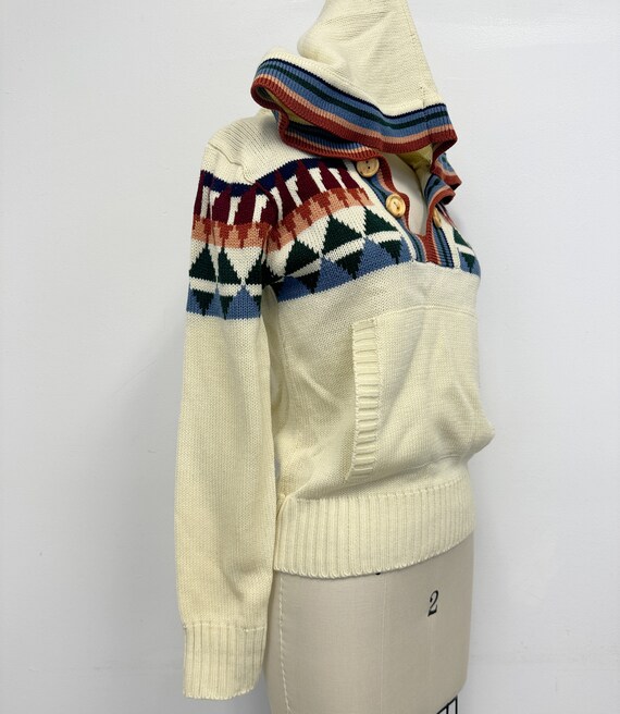 Vintage 70s Hooded Sweater with Kangaroo Pocket |… - image 7