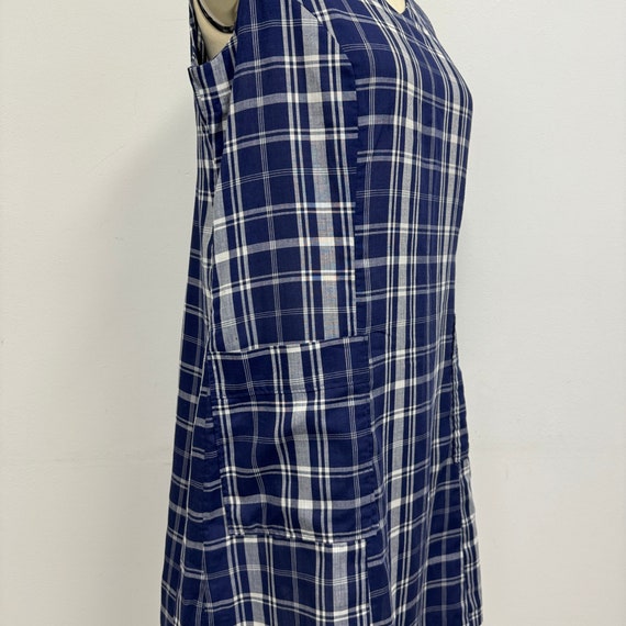 Vintage 60s Day Dress | Navy and White Plaid Sume… - image 3