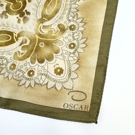 Vintage Oscar de la Renta Silk Scarf | Olive Gree… - image 8