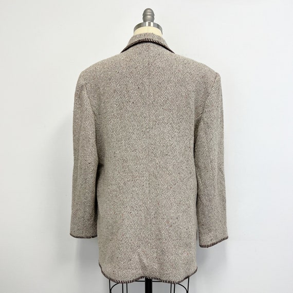 Vintage Womens  Boxy Wool Tweed Blazer With Blank… - image 7