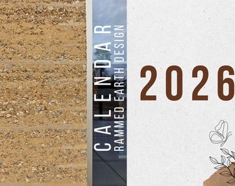 Rammed Earth 2026 Wall Calendar, ModernEco-Friendly Design Gift, Minimalist Yearly Planner,  Home Office Art