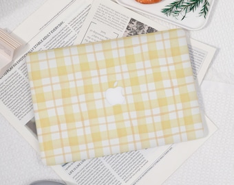Custom Cute Yellow Plaid Protective Laptop Case for 2025 M4 Macbook Air 15/13/11 Inch Macbook Pro 13/14/15/16 M1 M2 M3 Macbook Ret 13/15