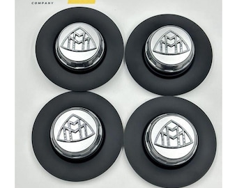 Mercedes Maybach S680 Rim Cover – Matte Black, Silver Chrome Logo (145mm)