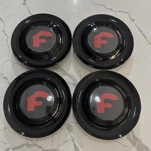 4pcs Black Forgiato Floating Center Caps For Forgiato XL Hubcap Rim Emblem Red F