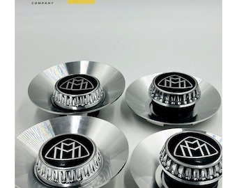Mercedes Maybach W222 Wheel Center Caps – Silver Chrome, Black Logo (145mm)