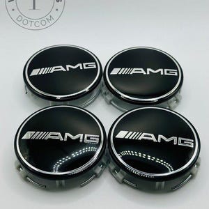 Set of 4 Black Mercedes Benz AMG Alloy Wheel Center Caps 74mm, Black Center Hub Caps for Mercedes Benz AMG 74mm