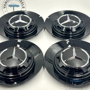 4pcs Mercedes Benz 164mm Gloss Black Wheel Center Hub Cover Cap C-762B Mercedes Benz Wheels Benz 164mm Center HubCap Covers Black C-762B