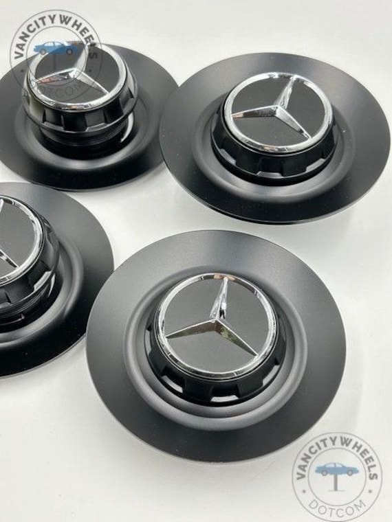 メルセデスベンツ ホイールハブキャップ、145 mm ブラックセンター