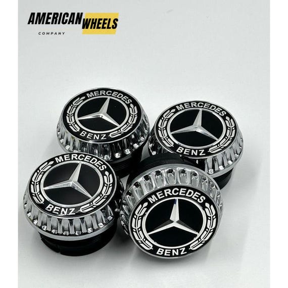 メルセデスベンツ ブラッククロームホイールセンターキャップ、68 mm